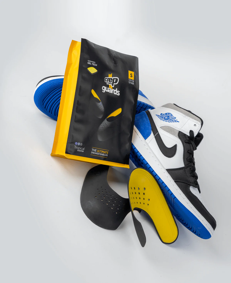 Crep protect sneaker guards positioned next to sneakers