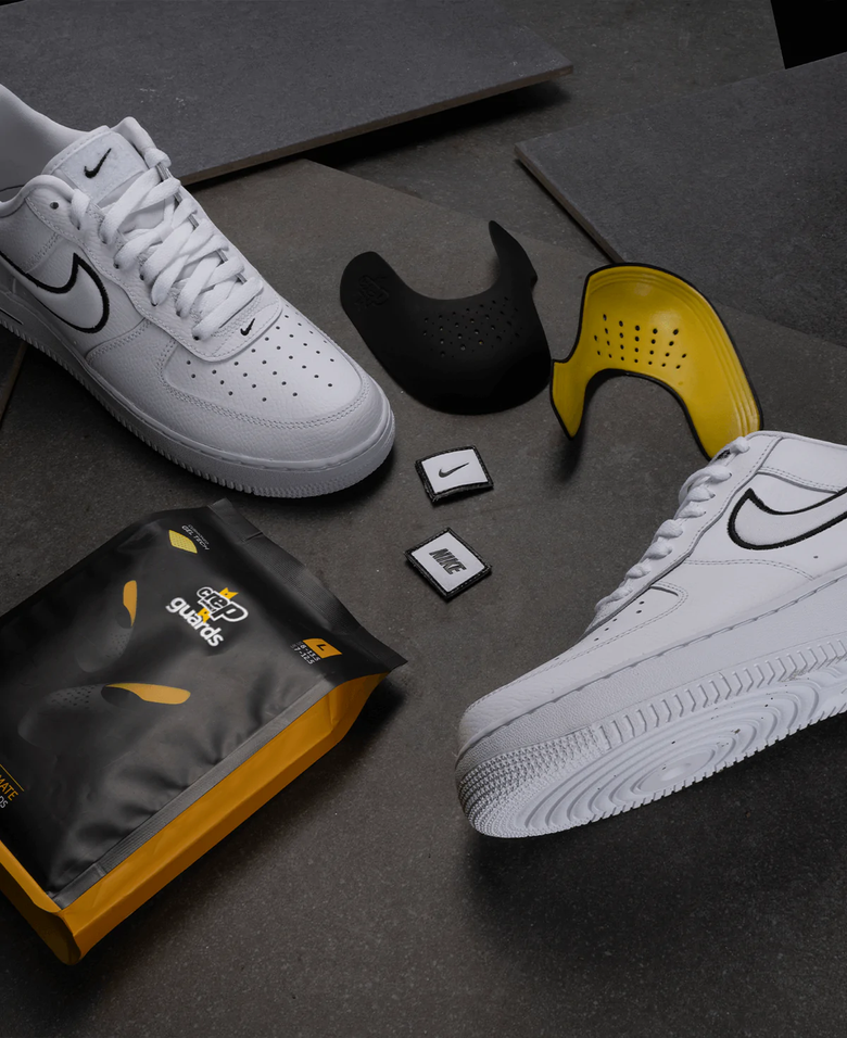 Crep protect sneaker guards beside Nike sneakers